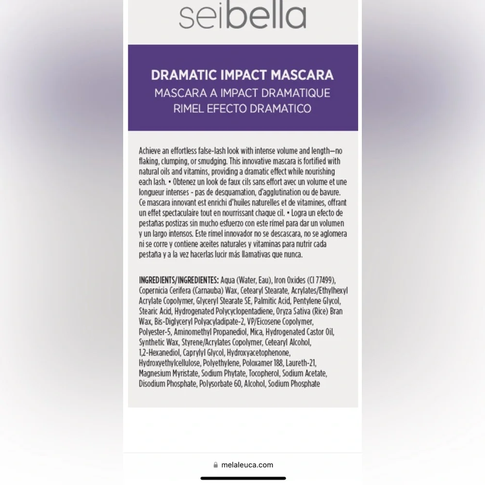 Sei Bella Dramatic Impact Mascara: Black